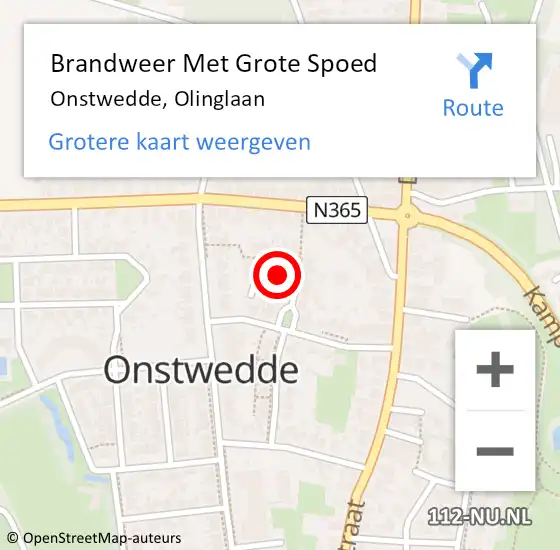 Locatie op kaart van de 112 melding: Brandweer Met Grote Spoed Naar Onstwedde, Olinglaan op 16 september 2018 08:32