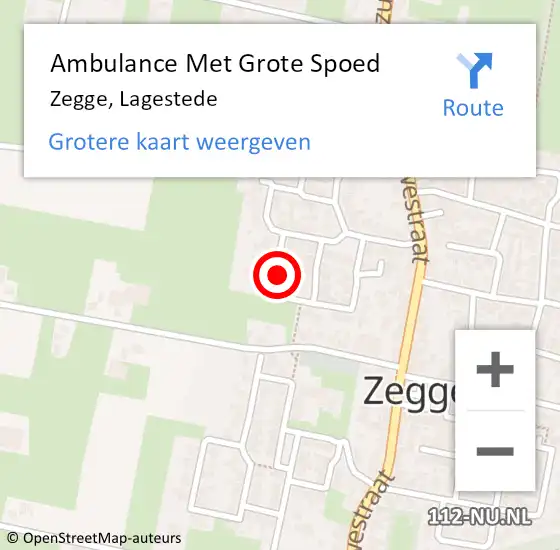 Locatie op kaart van de 112 melding: Ambulance Met Grote Spoed Naar Zegge, Lagestede op 16 september 2018 09:35