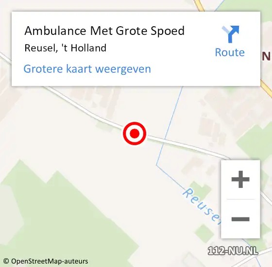Locatie op kaart van de 112 melding: Ambulance Met Grote Spoed Naar Reusel, 't Holland op 16 september 2018 10:13