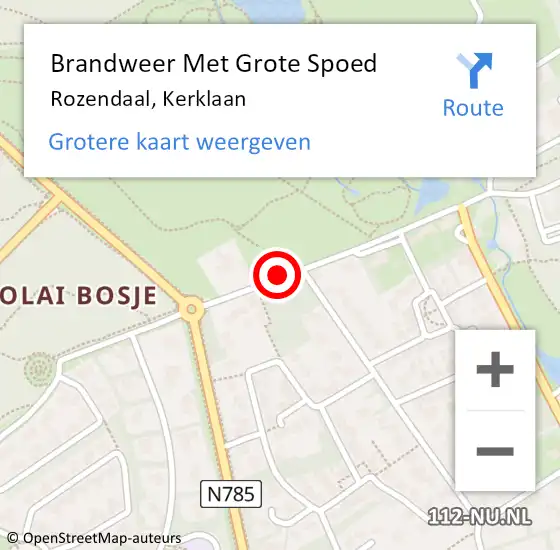 Locatie op kaart van de 112 melding: Brandweer Met Grote Spoed Naar Rozendaal, Kerklaan op 16 september 2018 10:33