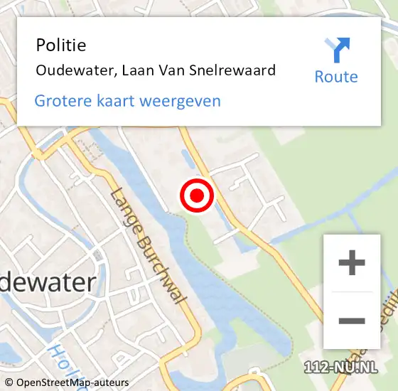 Locatie op kaart van de 112 melding: Politie Oudewater, Laan Van Snelrewaard op 16 september 2018 10:33