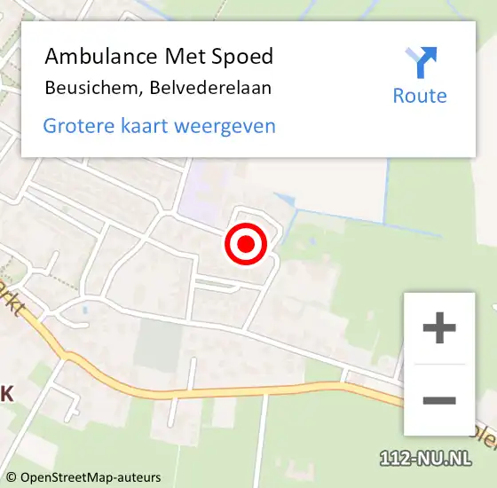 Locatie op kaart van de 112 melding: Ambulance Met Spoed Naar Beusichem, Belvederelaan op 16 september 2018 10:36