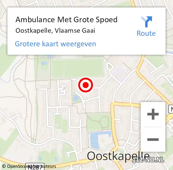 Locatie op kaart van de 112 melding: Ambulance Met Grote Spoed Naar Oostkapelle, Vlaamse Gaai op 16 september 2018 11:08