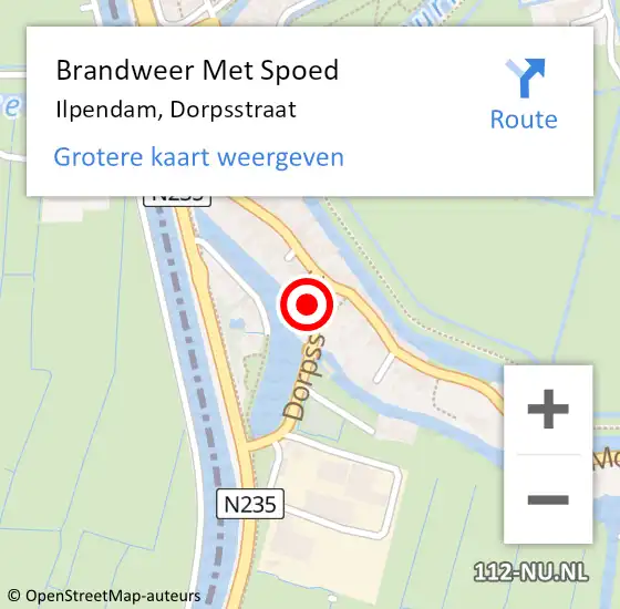 Locatie op kaart van de 112 melding: Brandweer Met Spoed Naar Ilpendam, Dorpsstraat op 16 september 2018 11:51