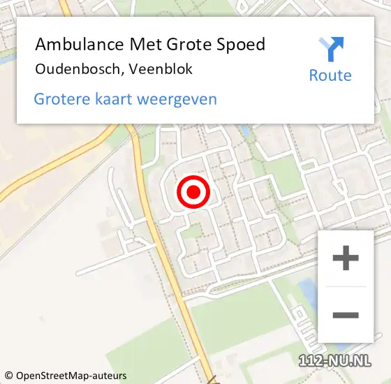 Locatie op kaart van de 112 melding: Ambulance Met Grote Spoed Naar Oudenbosch, Veenblok op 16 september 2018 11:53