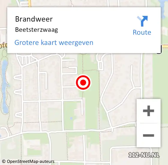 Locatie op kaart van de 112 melding: Brandweer Beetsterzwaag op 16 september 2018 12:01