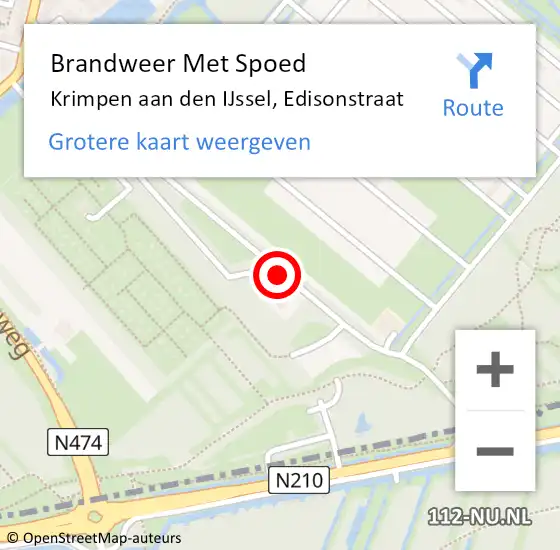 Locatie op kaart van de 112 melding: Brandweer Met Spoed Naar Krimpen aan den IJssel, Edisonstraat op 16 september 2018 12:16