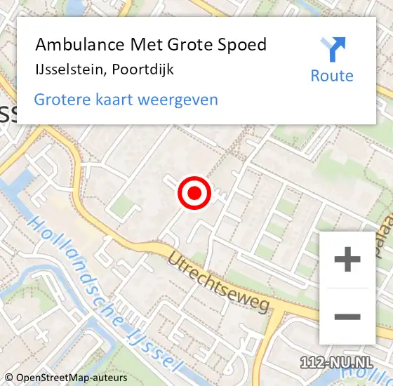 Locatie op kaart van de 112 melding: Ambulance Met Grote Spoed Naar IJsselstein, Poortdijk op 16 september 2018 12:25