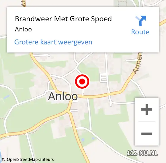 Locatie op kaart van de 112 melding: Brandweer Met Grote Spoed Naar Anloo op 16 september 2018 12:41