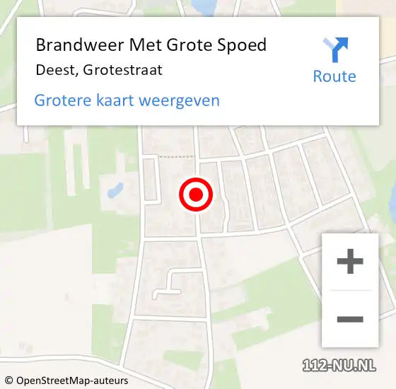 Locatie op kaart van de 112 melding: Brandweer Met Grote Spoed Naar Deest, Grotestraat op 16 september 2018 12:48