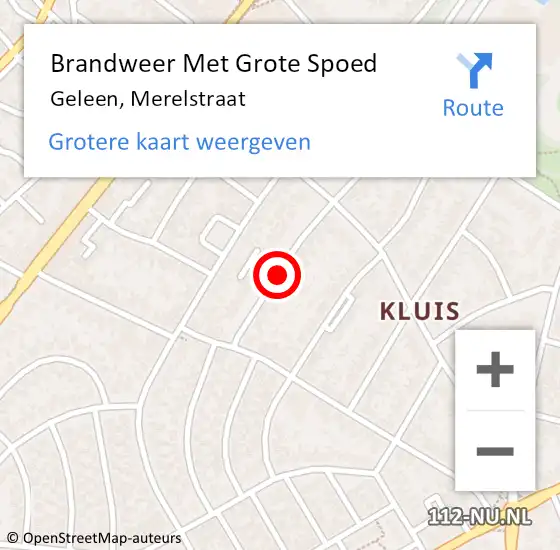 Locatie op kaart van de 112 melding: Brandweer Met Grote Spoed Naar Geleen, Merelstraat op 16 september 2018 13:02