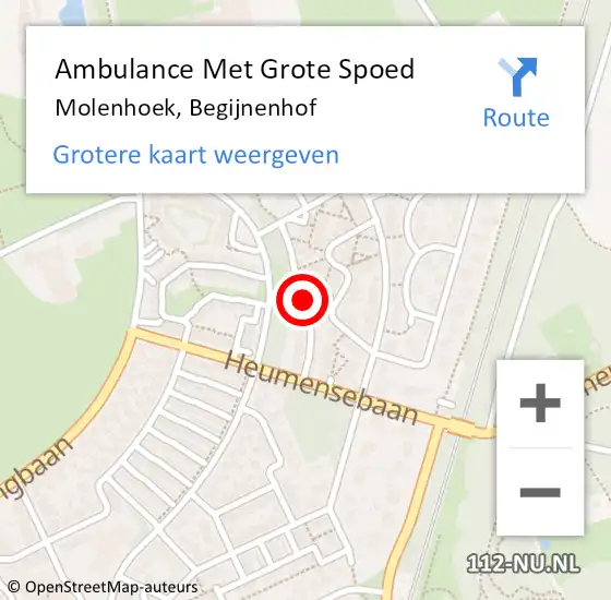 Locatie op kaart van de 112 melding: Ambulance Met Grote Spoed Naar Molenhoek, Begijnenhof op 16 september 2018 13:08