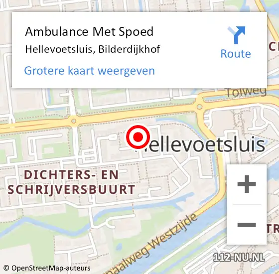 Locatie op kaart van de 112 melding: Ambulance Met Spoed Naar Hellevoetsluis, Bilderdijkhof op 16 september 2018 13:55