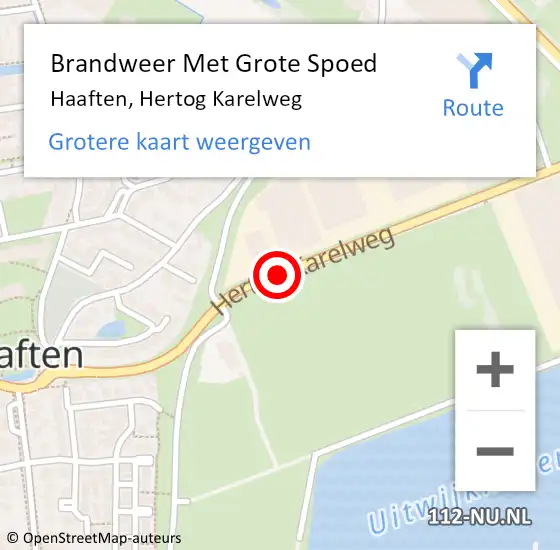 Locatie op kaart van de 112 melding: Brandweer Met Grote Spoed Naar Haaften, Hertog Karelweg op 16 september 2018 13:56