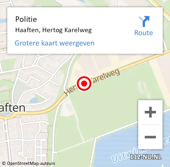 Locatie op kaart van de 112 melding: Politie Haaften, Hertog Karelweg op 16 september 2018 13:57