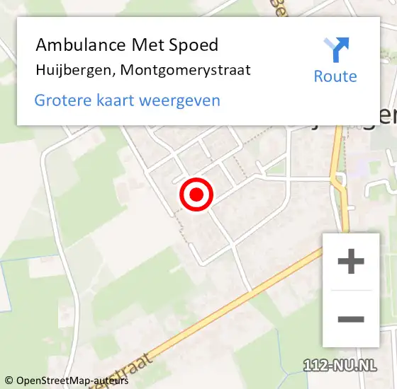 Locatie op kaart van de 112 melding: Ambulance Met Spoed Naar Huijbergen, Montgomerystraat op 16 september 2018 14:36