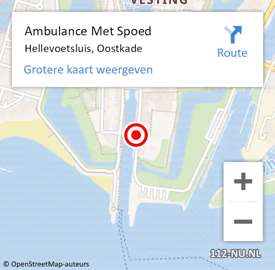 Locatie op kaart van de 112 melding: Ambulance Met Spoed Naar Hellevoetsluis, Oostkade op 16 september 2018 15:12