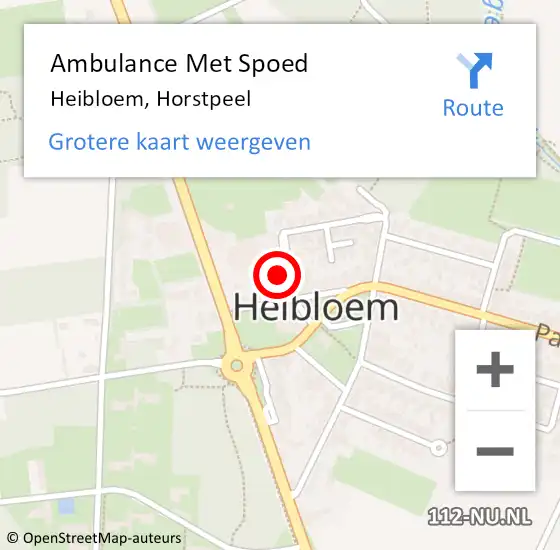 Locatie op kaart van de 112 melding: Ambulance Met Spoed Naar Heibloem, Horstpeel op 9 maart 2014 09:55
