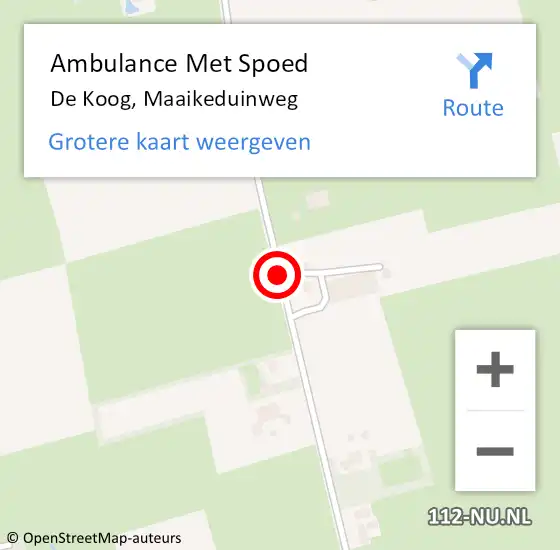 Locatie op kaart van de 112 melding: Ambulance Met Spoed Naar De Koog, Maaikeduinweg op 16 september 2018 15:41