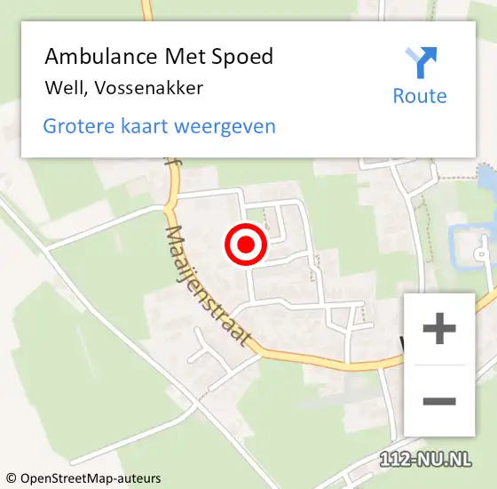 Locatie op kaart van de 112 melding: Ambulance Met Spoed Naar Well, Vossenakker op 16 september 2018 16:39