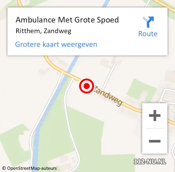 Locatie op kaart van de 112 melding: Ambulance Met Grote Spoed Naar Ritthem, Zandweg op 16 september 2018 16:41