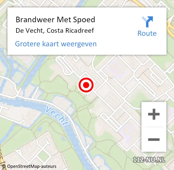 Locatie op kaart van de 112 melding: Brandweer Met Spoed Naar De Vecht, Costa Ricadreef op 16 september 2018 18:57