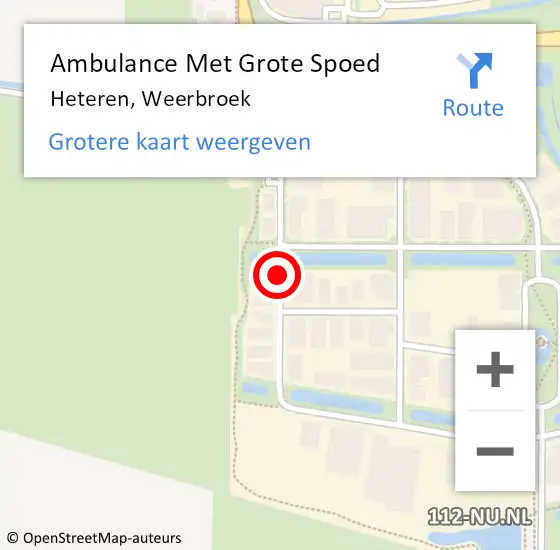 Locatie op kaart van de 112 melding: Ambulance Met Grote Spoed Naar Heteren, Weerbroek op 16 september 2018 19:33