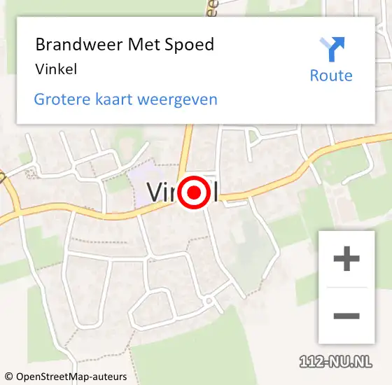 Locatie op kaart van de 112 melding: Brandweer Met Spoed Naar Vinkel op 16 september 2018 19:35