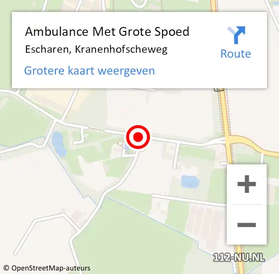 Locatie op kaart van de 112 melding: Ambulance Met Grote Spoed Naar Escharen, Kranenhofscheweg op 16 september 2018 19:41