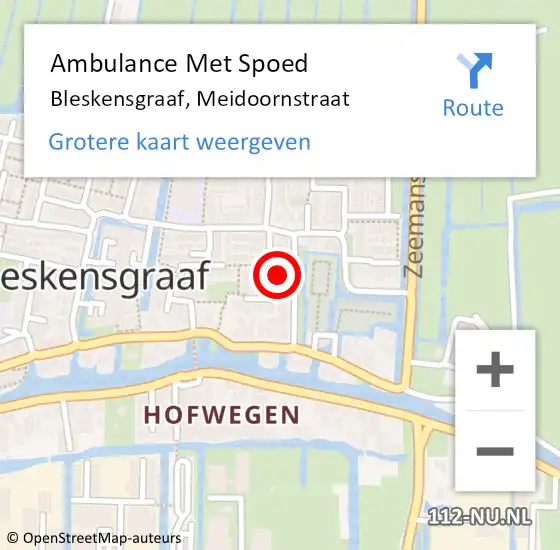 Locatie op kaart van de 112 melding: Ambulance Met Spoed Naar Bleskensgraaf, Meidoornstraat op 9 maart 2014 10:19