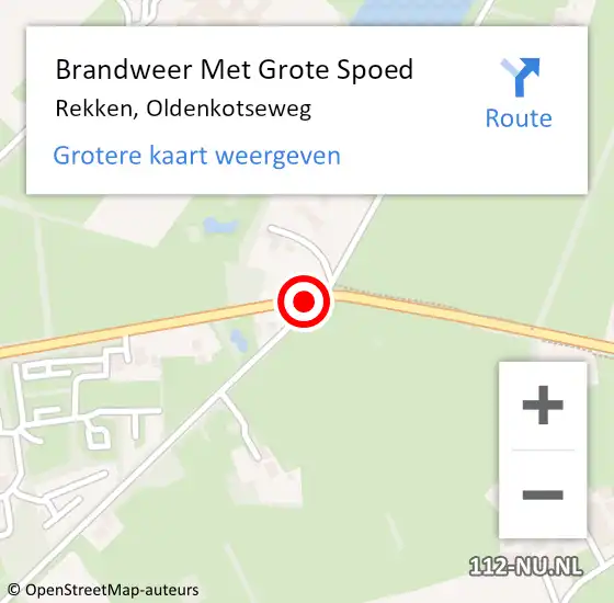 Locatie op kaart van de 112 melding: Brandweer Met Grote Spoed Naar Rekken, Oldenkotseweg op 16 september 2018 20:29