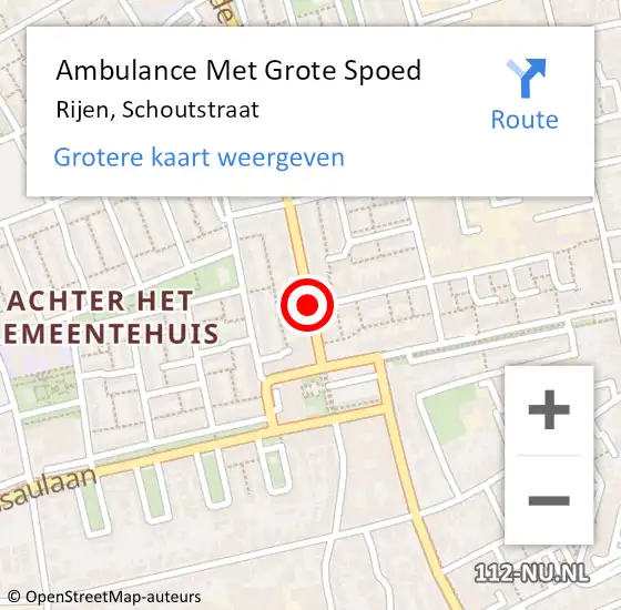 Locatie op kaart van de 112 melding: Ambulance Met Grote Spoed Naar Rijen, Schoutstraat op 16 september 2018 20:30