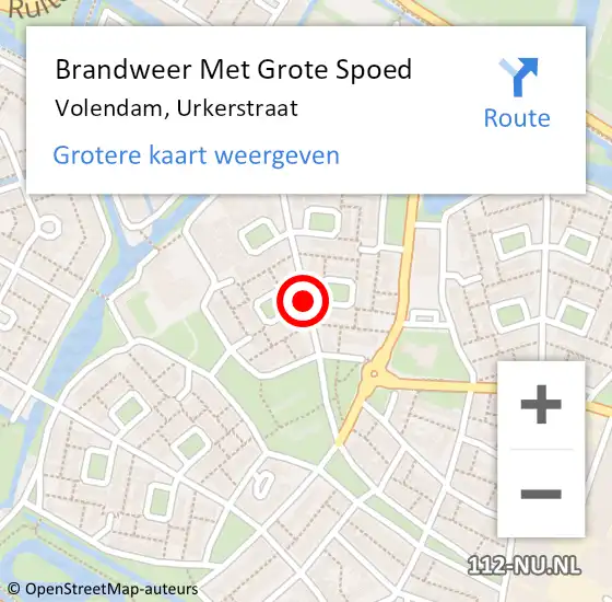 Locatie op kaart van de 112 melding: Brandweer Met Grote Spoed Naar Volendam, Urkerstraat op 16 september 2018 20:46