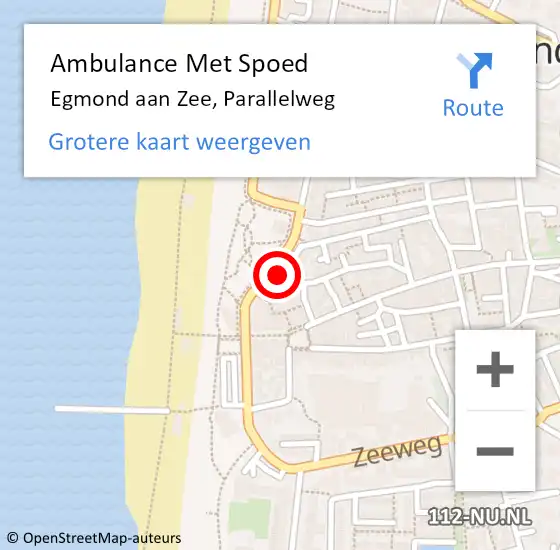 Locatie op kaart van de 112 melding: Ambulance Met Spoed Naar Egmond aan Zee, Parallelweg op 16 september 2018 21:02