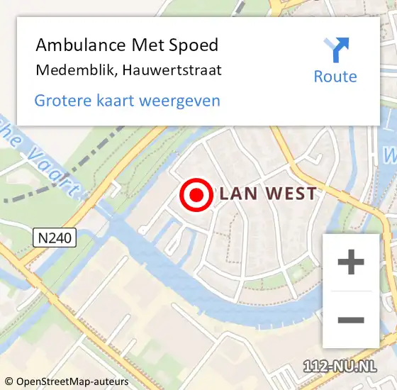 Locatie op kaart van de 112 melding: Ambulance Met Spoed Naar Medemblik, Hauwertstraat op 16 september 2018 22:21