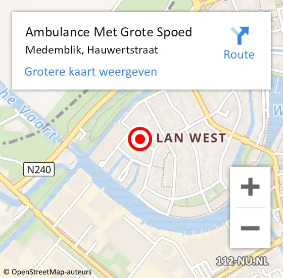 Locatie op kaart van de 112 melding: Ambulance Met Grote Spoed Naar Medemblik, Hauwertstraat op 16 september 2018 22:28