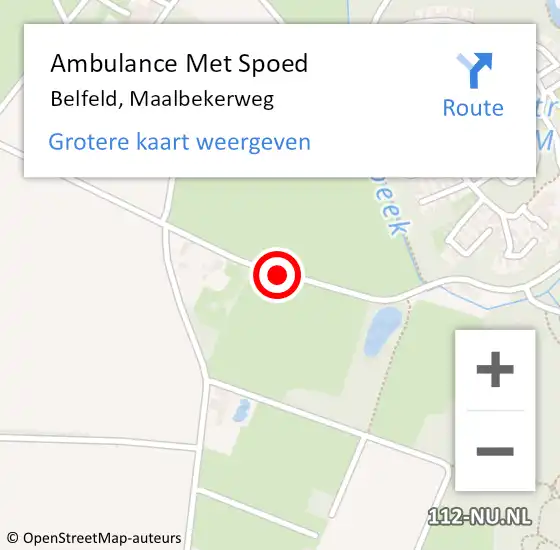 Locatie op kaart van de 112 melding: Ambulance Met Spoed Naar Belfeld, Maalbekerweg op 16 september 2018 23:49