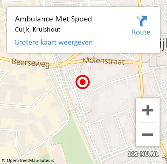 Locatie op kaart van de 112 melding: Ambulance Met Spoed Naar Cuijk, Kruishout op 17 september 2018 01:36