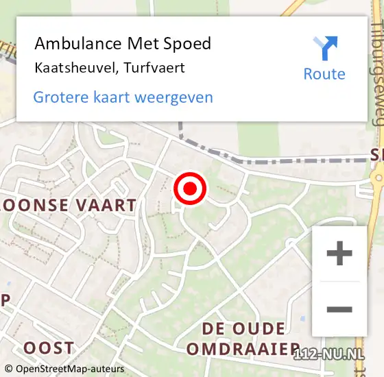 Locatie op kaart van de 112 melding: Ambulance Met Spoed Naar Kaatsheuvel, Turfvaert op 17 september 2018 05:06
