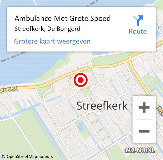 Locatie op kaart van de 112 melding: Ambulance Met Grote Spoed Naar Streefkerk, De Bongerd op 17 september 2018 07:10