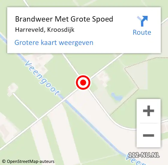 Locatie op kaart van de 112 melding: Brandweer Met Grote Spoed Naar Harreveld, Kroosdijk op 17 september 2018 07:47