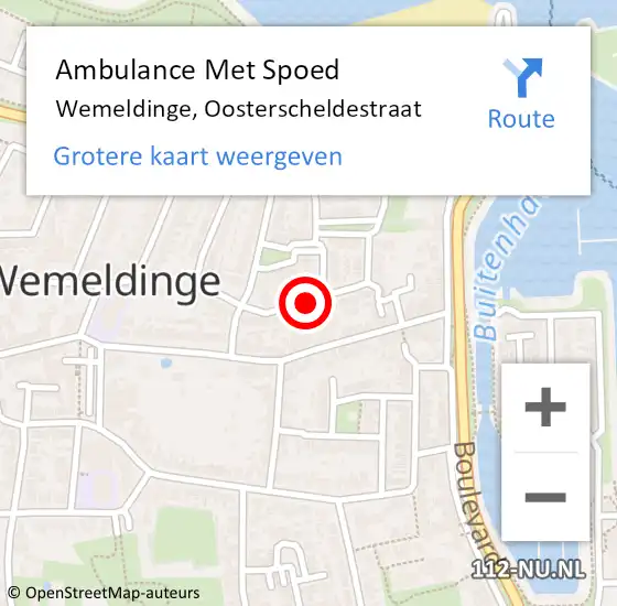 Locatie op kaart van de 112 melding: Ambulance Met Spoed Naar Wemeldinge, Oosterscheldestraat op 17 september 2018 08:13