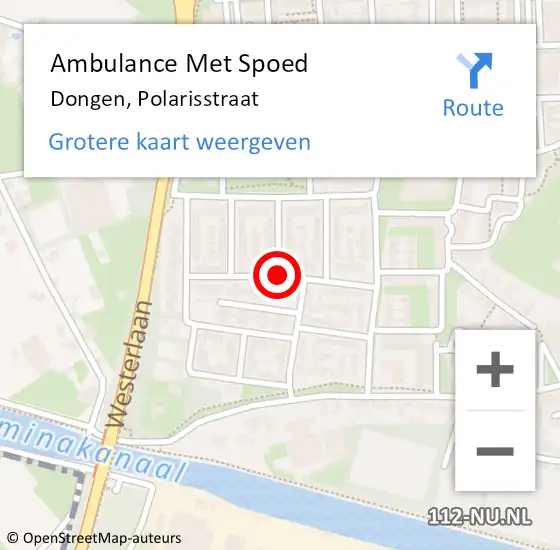 Locatie op kaart van de 112 melding: Ambulance Met Spoed Naar Dongen, Polarisstraat op 17 september 2018 08:13