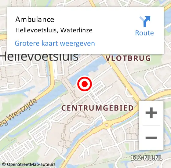 Locatie op kaart van de 112 melding: Ambulance Hellevoetsluis, Waterlinze op 17 september 2018 08:48