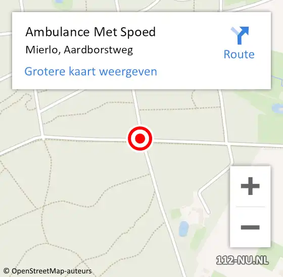 Locatie op kaart van de 112 melding: Ambulance Met Spoed Naar Mierlo, Aardborstweg op 17 september 2018 09:20