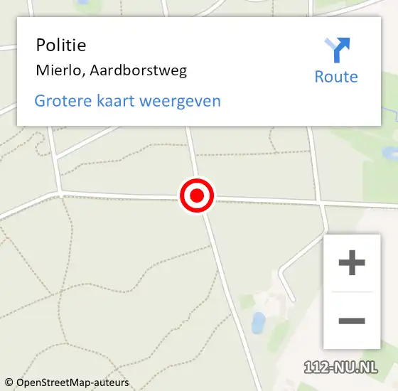 Locatie op kaart van de 112 melding: Politie Mierlo, Aardborstweg op 17 september 2018 09:24