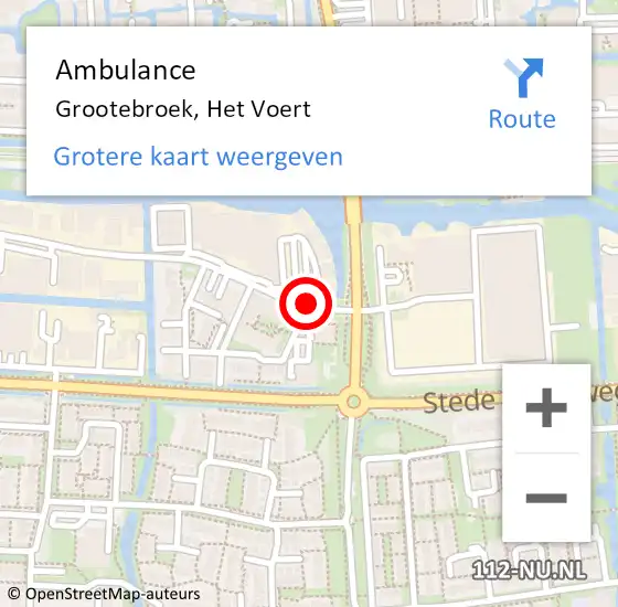 Locatie op kaart van de 112 melding: Ambulance Grootebroek, Het Voert op 17 september 2018 09:57