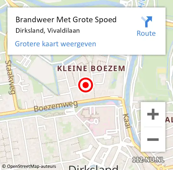 Locatie op kaart van de 112 melding: Brandweer Met Grote Spoed Naar Dirksland, Vivaldilaan op 17 september 2018 10:15