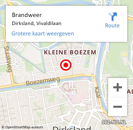 Locatie op kaart van de 112 melding: Brandweer Dirksland, Vivaldilaan op 17 september 2018 10:16