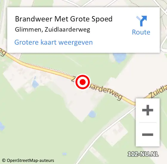 Locatie op kaart van de 112 melding: Brandweer Met Grote Spoed Naar Glimmen, Zuidlaarderweg op 17 september 2018 10:55